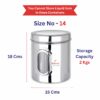 Sanskriti Exports Stainless Steel Multipurpose See Through Containers | Air Tight Canisters For Kitchen Storage | Ubha Dabba | Transparent Vertical Jar | Silver | 2 Kgs | Pack Of 4 Pcs