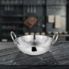 Sanskriti Exports Stainless Steel Heavy Weight Hammered Kadhai, 24 cm, 1.3 Kg, 2.1 Litre