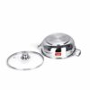 Sanskriti Exports stainless steel kadhai with glass lid 1 5 litres capacity 20 5 x 20 5 x 6 6 Centimeters 2 piece (Induction and Gas Stove Friendly)