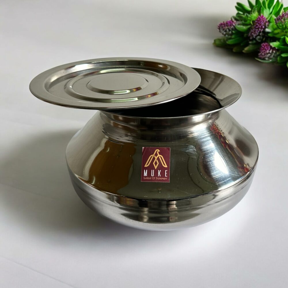 Milton Small Stainless Steel Handi degchi with Lid (Pongal Handi, 1000 ML, Dishwasher Safe) Handi 1 L with Lid - Image 3
