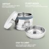 Sanskriti Exports Stainless Steel Double Wall Insulated All Steel Large Lunch Tiffin Box 800ml | Rustproof | Easy to Carry Insulated Stainless Steel Lunch Box Container for School, Office and Travel
