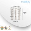 Sanskriti Exports Stainless Steel Lunch Box/Tiffin with Locking Clip, 4-Tier Container, 1500 ml, Hot & Cold Leak-Proof, Compact & Durable, Perfect for Office, School, Picnic and Travel, Silver
