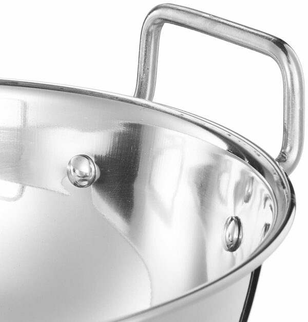 Sanskriti Exports Stainless Steel Induction Bottom Kadhai Set size 22 cm, 27 cm (2 pieces, 2 Liters, and 3 6 Liters) - Image 4