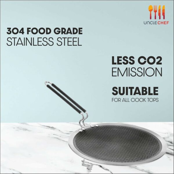 Sanskriti Exports Triply Stainless Steel Non Stick Tawa | Tri Ply Dosa Tawa | Stainless Steel Scratch Resistant Honey Comb Shape Coating roti and prantha tawa 25 cm