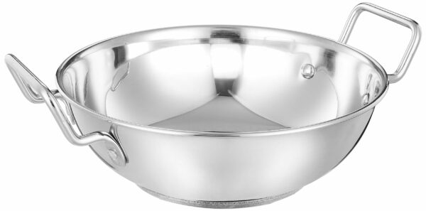 Sanskriti Exports Stainless Steel Induction Bottom Kadhai Set size 22 cm, 27 cm (2 pieces, 2 Liters, and 3 6 Liters) - Image 2