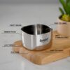 Sanskriti Exports Heavy Gauge Stainless Steel Square Bowl/Wati/Katori with Mirror Finish ? 6.5cm & 7cm Dia, set of 12pc, 150ML & 200ML Each - Silver