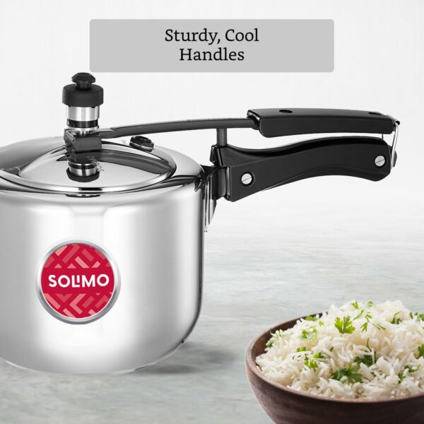 Sanskriti Exports - Sleek Stainless Steel Induction Bottom Pressure Cooker - 3 Liter (Inner Lid)