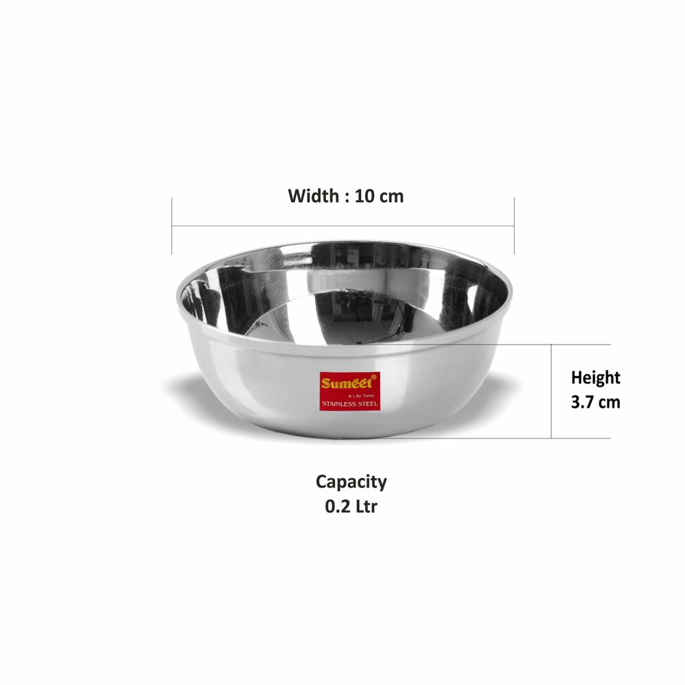 Sanskriti Exports Stainless Steel Heavy Gauge Bowl Set/Wati Set With Mirror Finish 10Cm Dia - Set Of 6Pc, 200 Ml - Image 4