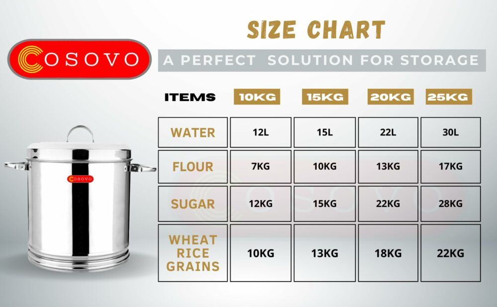 Sanskriti Exports Stainless Steel Air Tight Container/Drum For Kitchen Storage 10 Kg - Silver - Image 5