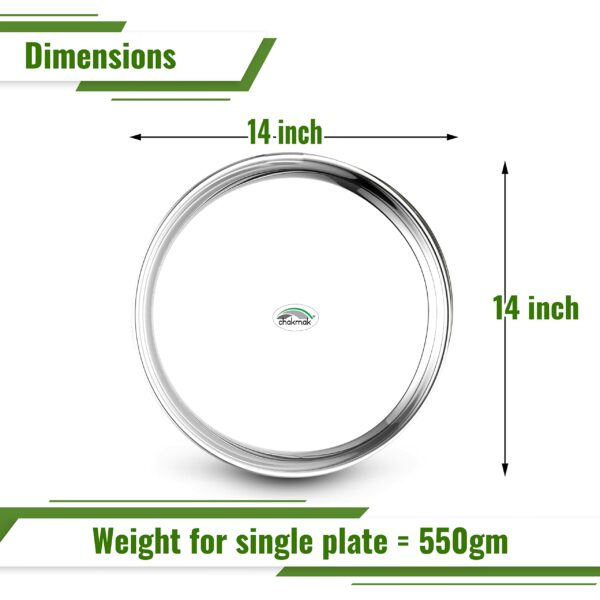 Sanskriti Exports 14 Inch Stainless Steel Thali Dinner Plate Set of 4 - Image 4