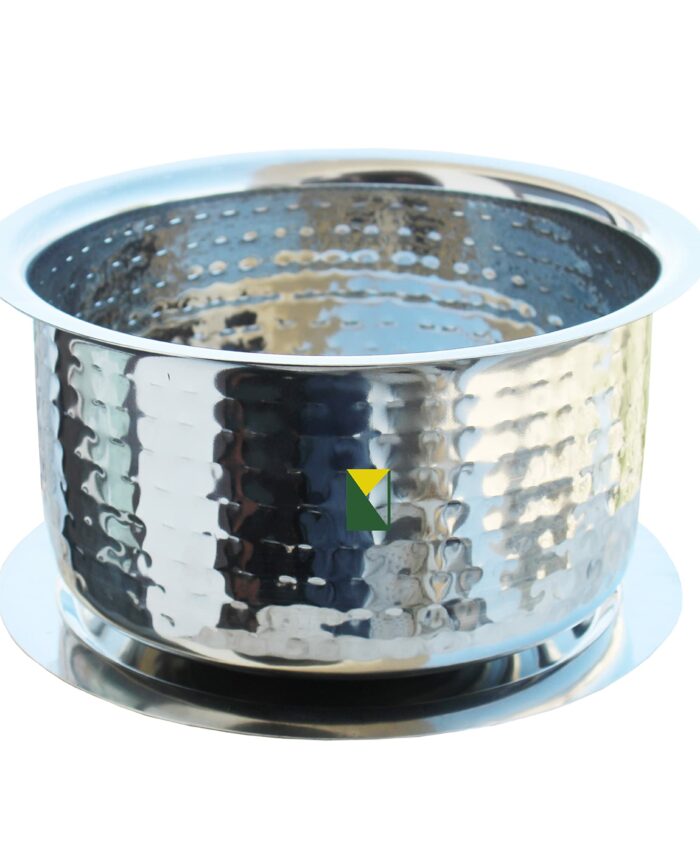 Milton Stainless Steel with Hammerd Patila, Bhagona with Lid | Tope | Patila | Tapeli | Handi | Kitchen Cooking and Serving Bowl (2 Liter)