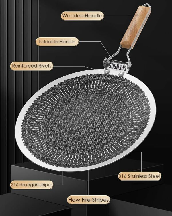 Sanskriti Exports Tawa Non Stick 2.8mm Thick Triply Stainless Steel Tava for Roti Honeycomb Tawa Cookware Foldable Handle Scratch Resistance with Induction Base 30 CM