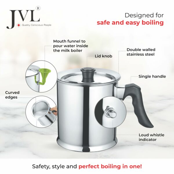 Sanskriti Exports Stainless Steel Double Wall Milk Boiler Storage with Single Bakelite Handle (1.5 Litre)