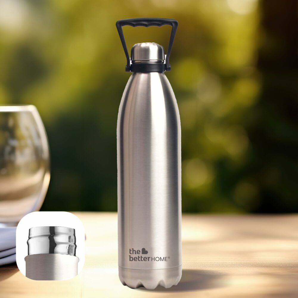 The Better Home Insulated Water Bottle 1900 ml| BPA Free Stainless Steel Double Wall Insulated Bottle | Hot and Cold Water Bottle | Thermos Flask for Adults & Kids (Pack of 1, Silver)