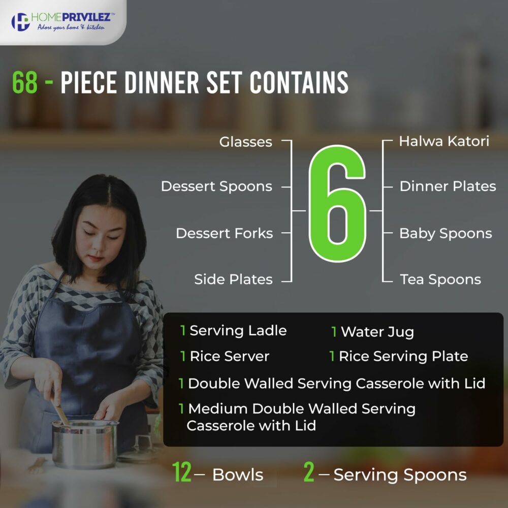 Sanskriti Exports Amaira Premium Stainless Steel Dinner Set Heavy Body- 42pcs - Image 5