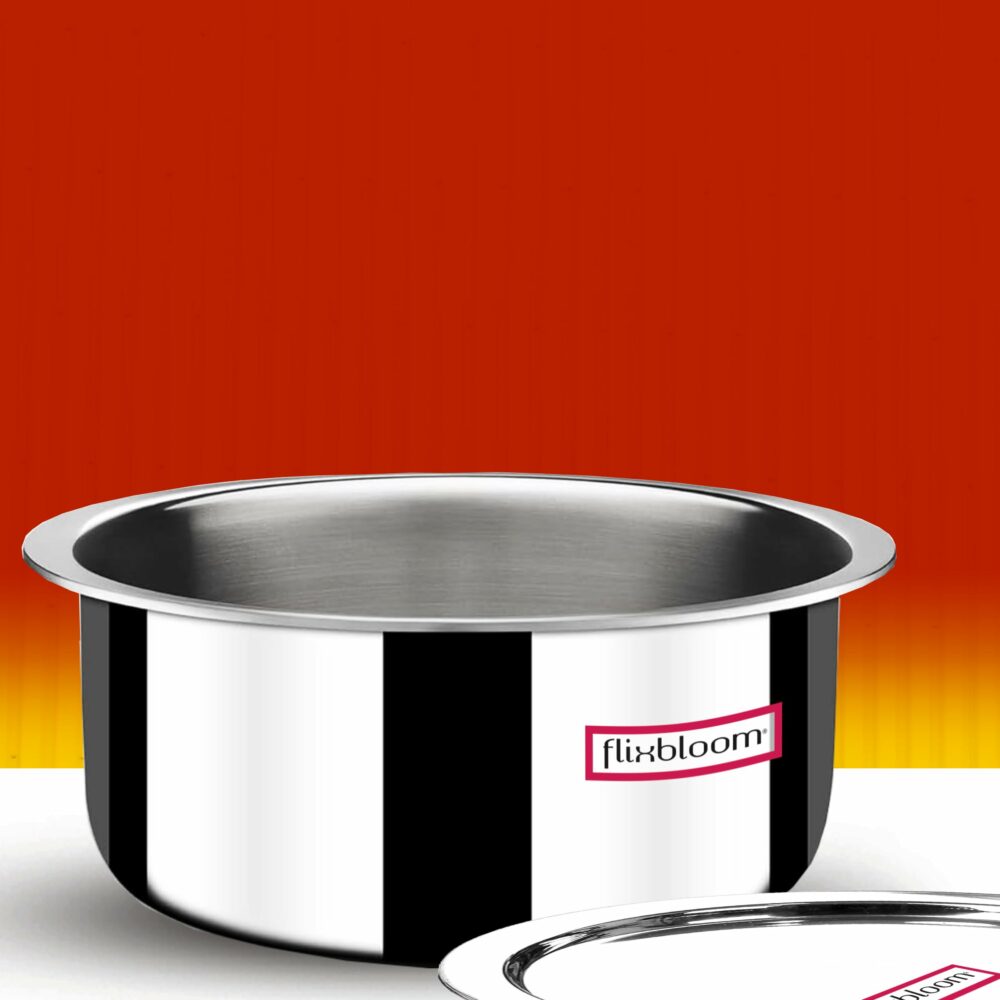 Sanskriti Exports Special TruePly Series (Food Grade Stainless Steel + Aluminium + Steel) Bonding Heavy Duty Cookware Tope with Lid/Patila/Bhagona/Deep Container for Cooking & Serving (6 5 Litre)