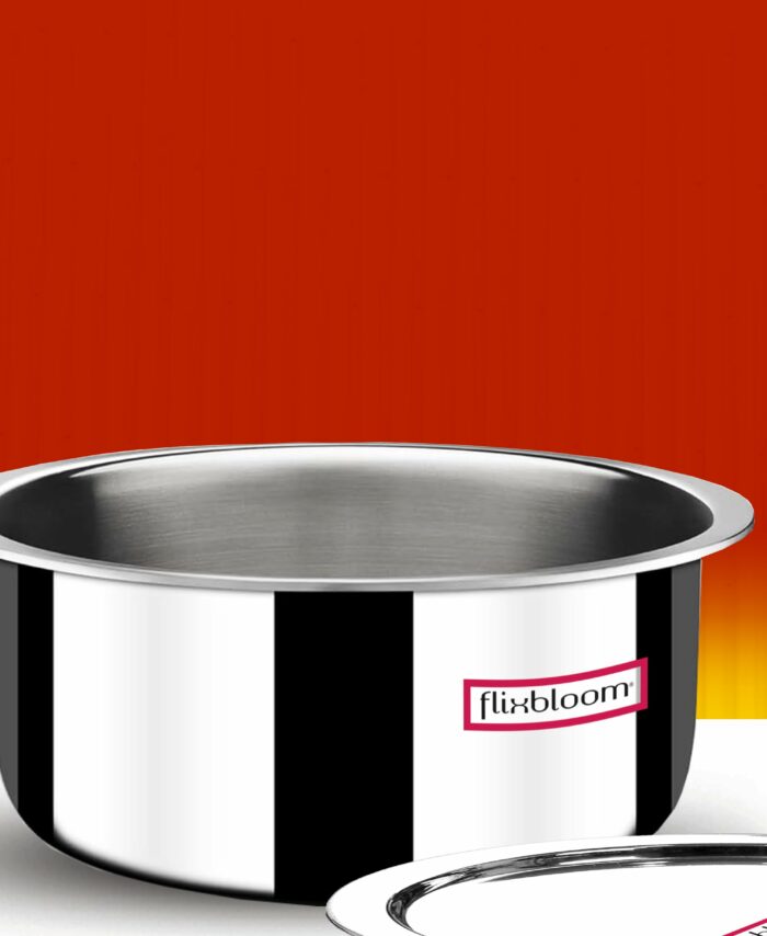 Sanskriti Exports Special TruePly Series (Food Grade Stainless Steel + Aluminium + Steel) Bonding Heavy Duty Cookware Tope with Lid/Patila/Bhagona/Deep Container for Cooking & Serving (6 5 Litre)