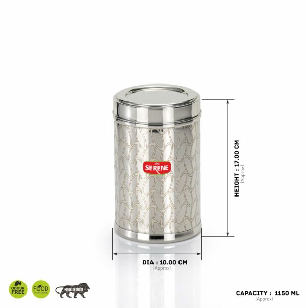 Sanskriti Exports Stainless Steel Storage Jars | Air Tight Steel Containers for Kitchen | Ideal for Storing Grains | Perfect for Daily Use | Easy to Clean | Set of 6 | Steel Jars & Dabba | 1150 ML Each - Image 3