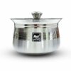 Sanskriti Exports - 1000ml, Heavy Gauge Dahi/Curd/Milk Pot Stainless Steel Handi Utensils, Highly Polished Cookware & Serveware Handi for Kitchen with Lid & Knob
