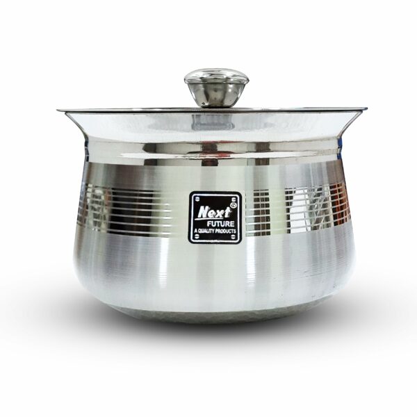 Sanskriti Exports - 1000ml, Heavy Gauge Dahi/Curd/Milk Pot Stainless Steel Handi Utensils, Highly Polished Cookware & Serveware Handi for Kitchen with Lid & Knob