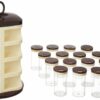 Sanskriti Exports - Plastic Revolving Spice Rack Set of 16 Pieces, (Dark Brown, Standard Size)