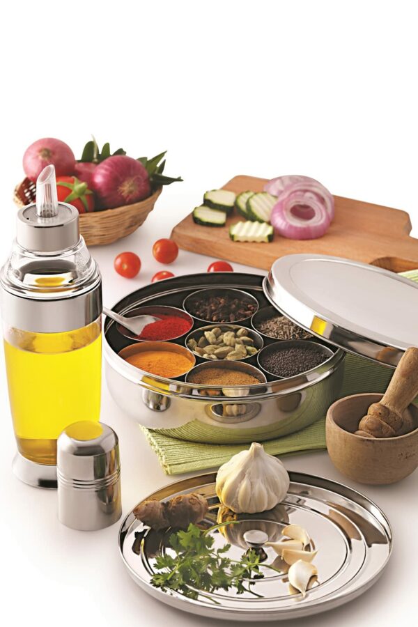 Sanskriti Exports Stainless Steel Spice Box Set of 10 Pieces - 1225 ml