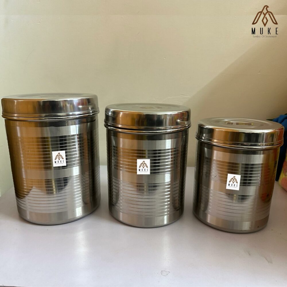 Milton Stainless Steel Kitchen Container 5 kg to 7 kg, set of 3 pcs Steel dibba Set Steel Utility Container Storage dabba food grade jar & Container (Pack of 3, Silver) - Image 6
