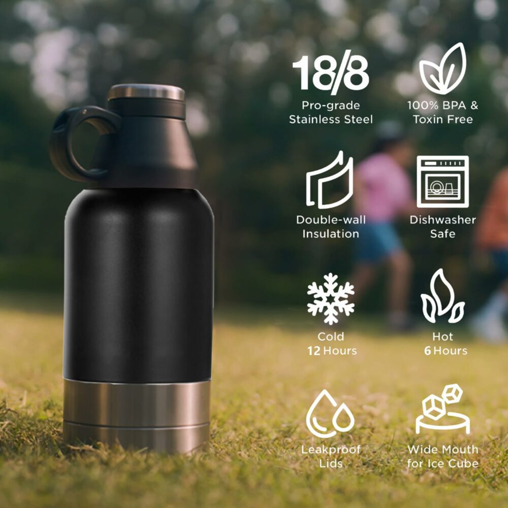 Sanskriti Exports 3-in-1 Flask with Storage Bowls| Vacuum Flask |Sanskriti Exports Water Bottle | Thermosteel Insulated Flask | 1 Litre | Hot&Cold Water,Coffee,Tea,Milk,Soup - Image 2