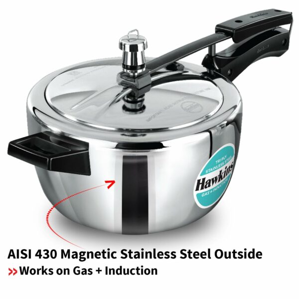 Hawkins 3 5 Litre Triply Stainless Steel Pressure Cooker, Inner Lid Cooker, Silver (HSST35) - Image 6