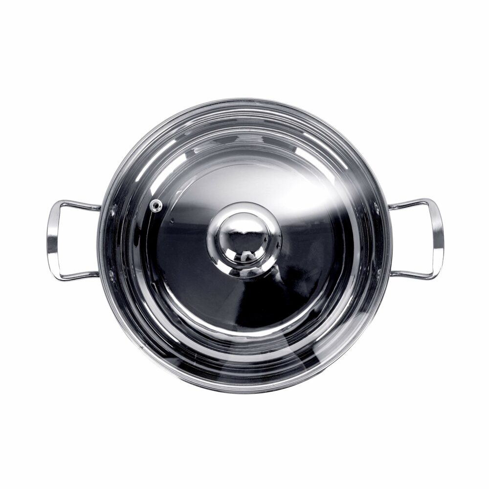Sanskriti Exports stainless steel kadhai with glass lid 1 5 litres capacity 20 5 x 20 5 x 6 6 Centimeters 2 piece (Induction and Gas Stove Friendly) - Image 4