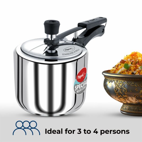 Pigeon by Stovekraft 3 Litre Special Stainless Steel Inner Lid Induction Base Pressure Cooker (Silver) BIS Certified
