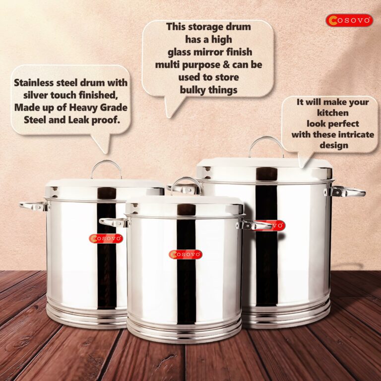 Sanskriti Exports Stainless Steel Air Tight Container/Drum For Kitchen Storage 10 Kg - Silver
