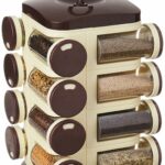 Sanskriti Exports - Plastic Revolving Spice Rack Set of 16 Pieces, (Dark Brown, Standard Size)