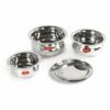Sanskriti Exports Stainless Steel Belly Shape 3 Pc Tope/Cookware/Pot Set with Lid 380ML, 500ML, 780ML, (Silver)