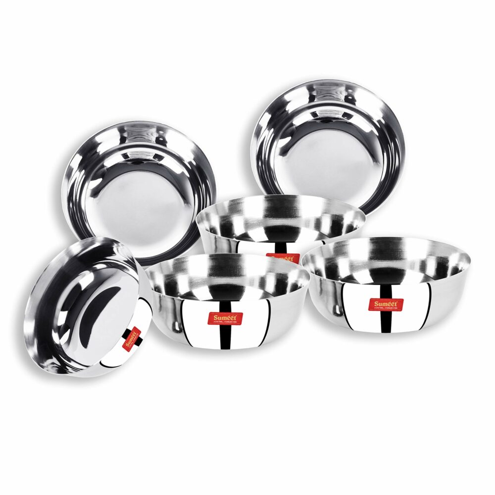 Sanskriti Exports Stainless Steel Solid Bowl - 0.350 liter, Set Of 6, Silver - Image 6