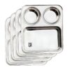 Sanskriti Exports Stainless Steel Partition Plate Set of 4 | Bhojan Thali, Snacks, and Dinner Plate 3-in-1 with Lid