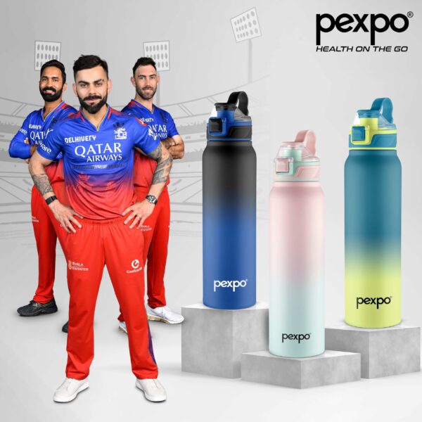 Sanskriti Exports 1000 ISI Certified Water Bottles Stainless Steel Vacuum Insulated Hot & Cold Flask - Pink & Green Ombre 940ml, Water Bottle Ideal for Home, Office, Gym, Outings, and School
