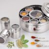 Stainless Steel Masala Box with See-Through Lid, Large Spice Organizer Set of 12, Indian Kitchenware for Masala Storage