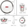 Stainless Steel Dinner Set 36 Pieces - 6 Plates, 6 Glasses, 12 Serving Bowls, 6 Dessert Plates, 6 Spoons for Kitchen and Dining