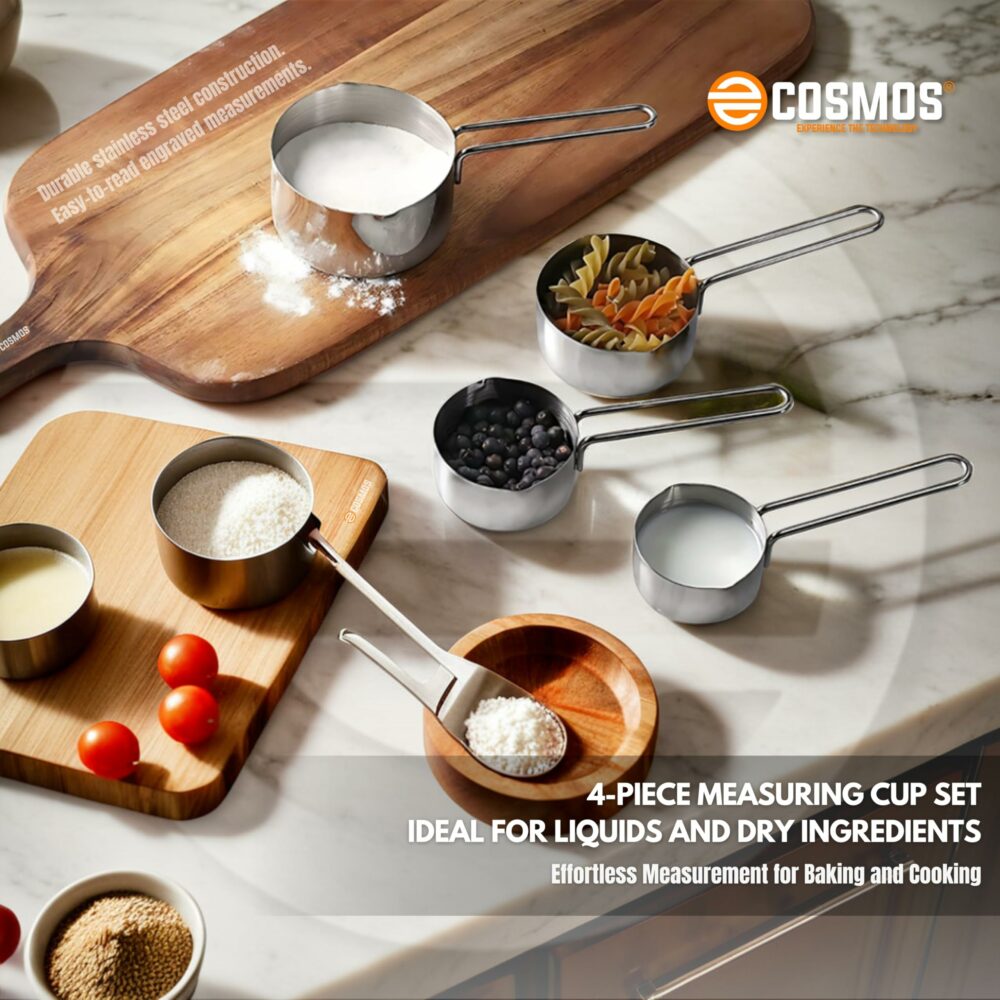 Sanskriti Exports Complete Kitchen Measuring Set: 4 Stainless Steel Cups & 4 Spoons ? Essential Gadgets for Accurate Recipe Preparation Ideal for Baking & Cooking Enthusiasts (Set of 4 Cups & 4 Spoons) - Image 5