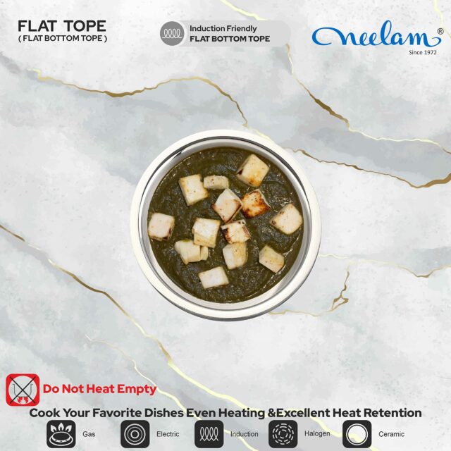 Sanskriti Exports Stainless Steel 12 22 Gauge Flat Bottom Tope, 1950 ml, Silver Durable Cookware for Efficient Boiling, Steaming, Cooking with Superior Heat Retention & Long-Lasting Performance