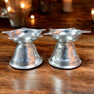 Sanskriti Exports 2 Inch Steel Diya for Traditional Oil Lamp for Home & Mandir Pooja Decore K4683
