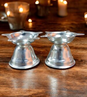Sanskriti Exports 2 Inch Steel Diya for Traditional Oil Lamp for Home & Mandir Pooja Decore K4683
