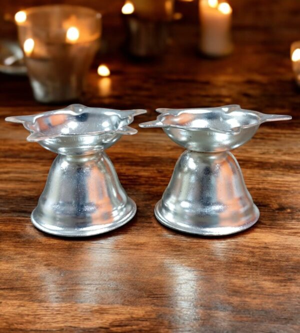 Sanskriti Exports 2 Inch Steel Diya for Traditional Oil Lamp for Home & Mandir Pooja Decore K4683