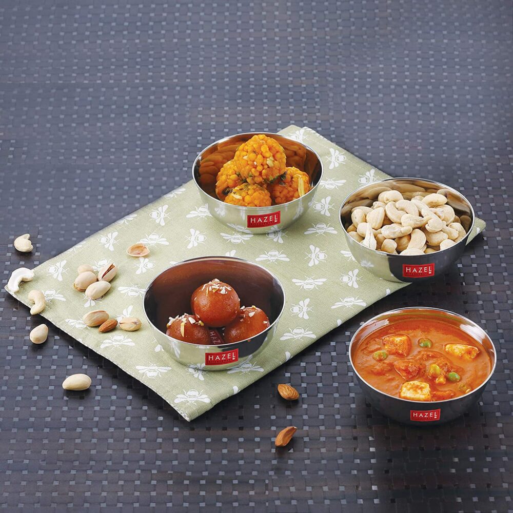 Sanskriti Exports Stainless Steel Bowl Vati Set | 270 ml Steel Bowl Set for Kitchen | Dinner Bowl Katori Serving Wati, Set of 4 - Image 2