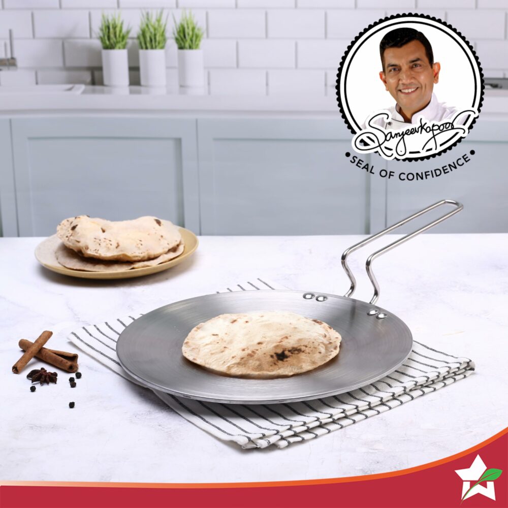 Wonderchef Nigella Tri-Ply 26 cm Roti Tawa | Non-Stick Tawa | 4mm Thickness | Induction Base | Compatible with All cooktops | Riveted Cool-Touch Handle | 10 Year Warranty, Stainless Steel, Silver - Image 3