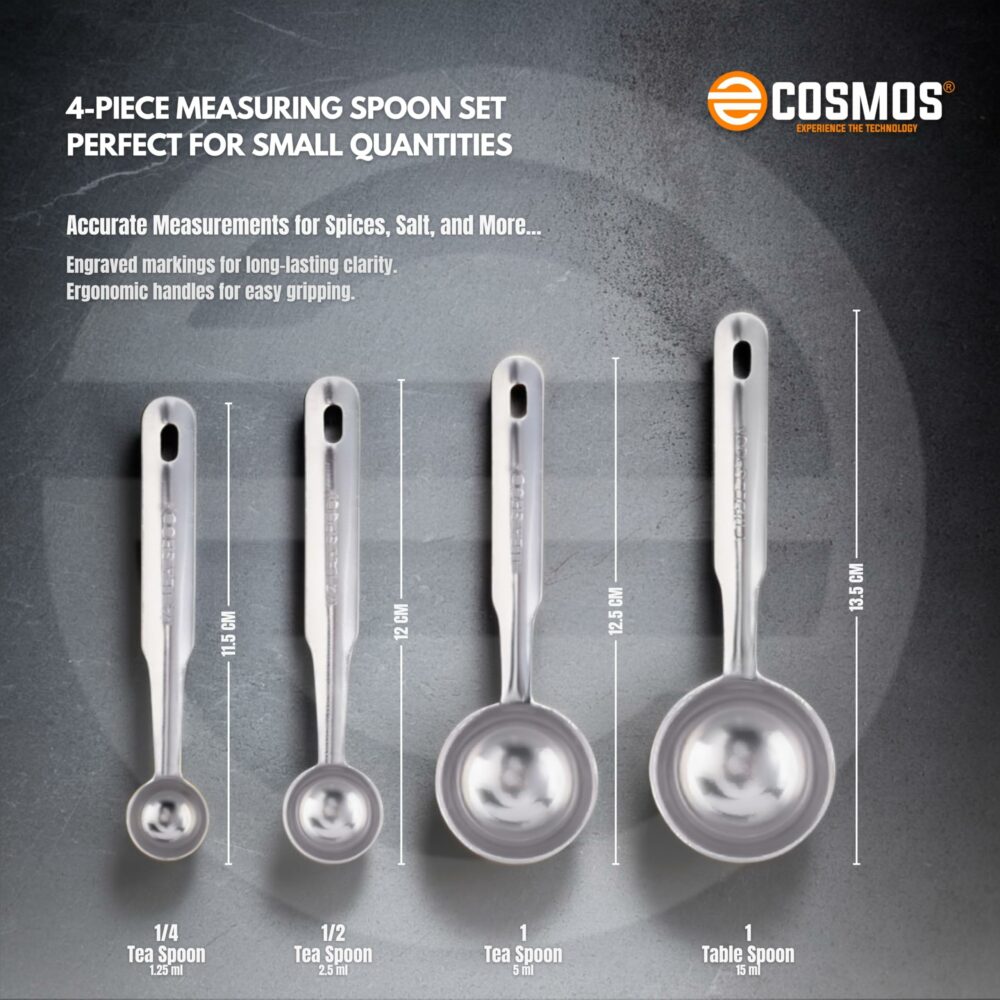 Sanskriti Exports Complete Kitchen Measuring Set: 4 Stainless Steel Cups & 4 Spoons ? Essential Gadgets for Accurate Recipe Preparation Ideal for Baking & Cooking Enthusiasts (Set of 4 Cups & 4 Spoons) - Image 6