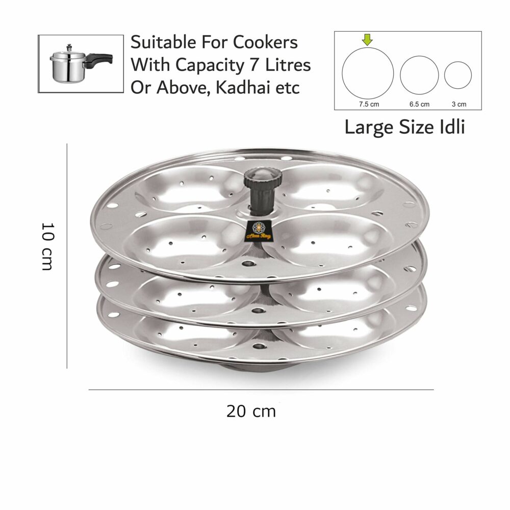 Sanskriti Exports 3 Plates Stainless Steel Heavy Quality Idli Stand/Idli Maker Makes 12 Large Size Idlis at Once. - Image 5