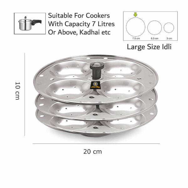 Sanskriti Exports 3 Plates Stainless Steel Heavy Quality Idli Stand/Idli Maker Makes 12 Large Size Idlis at Once.