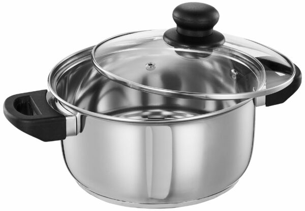 Sanskriti Exports Stainless Steel Induction Bottom Dutch Oven with Glass Lid (20cm, 3 litres) - Image 2